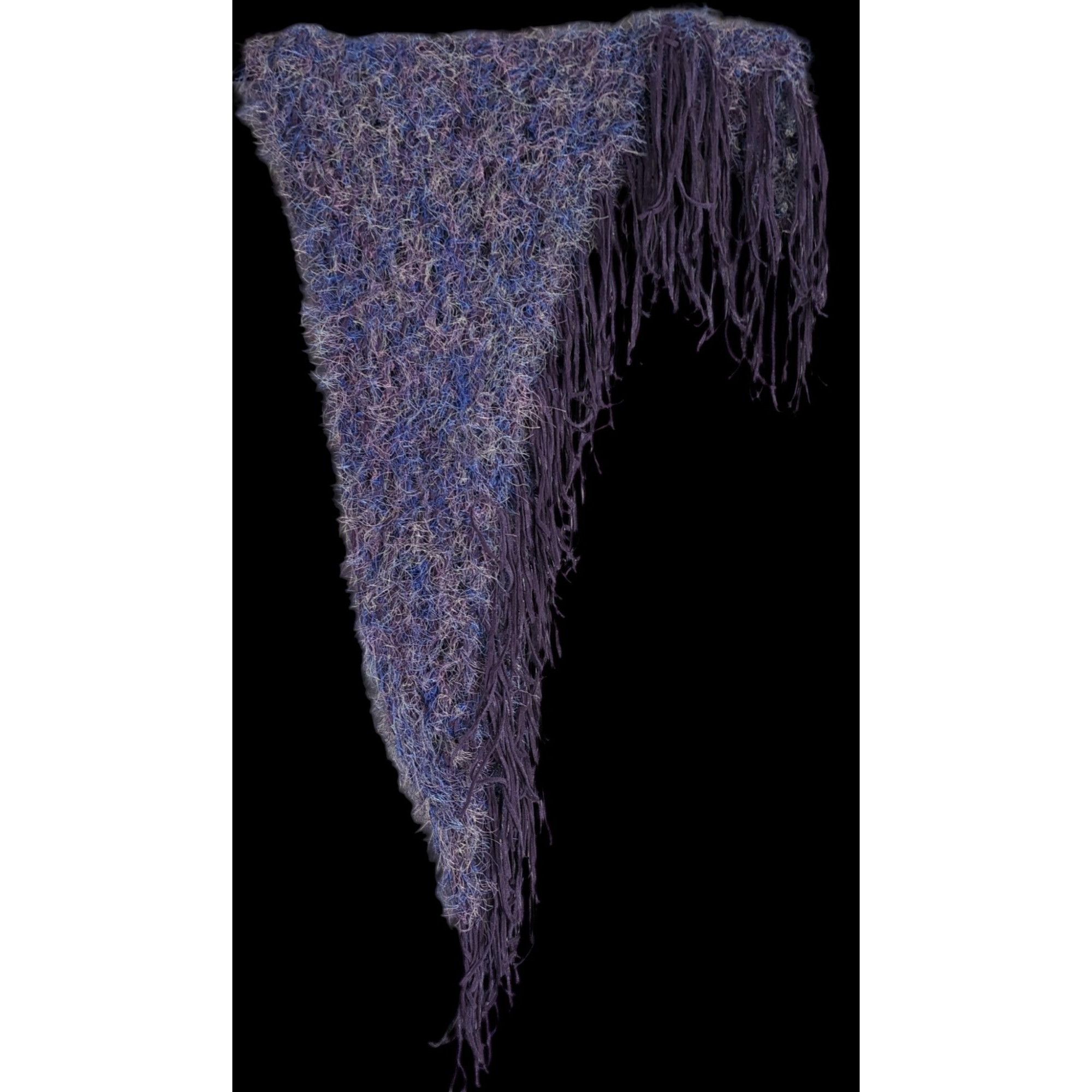 Handmade Whimsygoth Handmade Vintage Eyelash Yarn Triangle Shawl With Size ONE SIZE - 3 Thumbnail