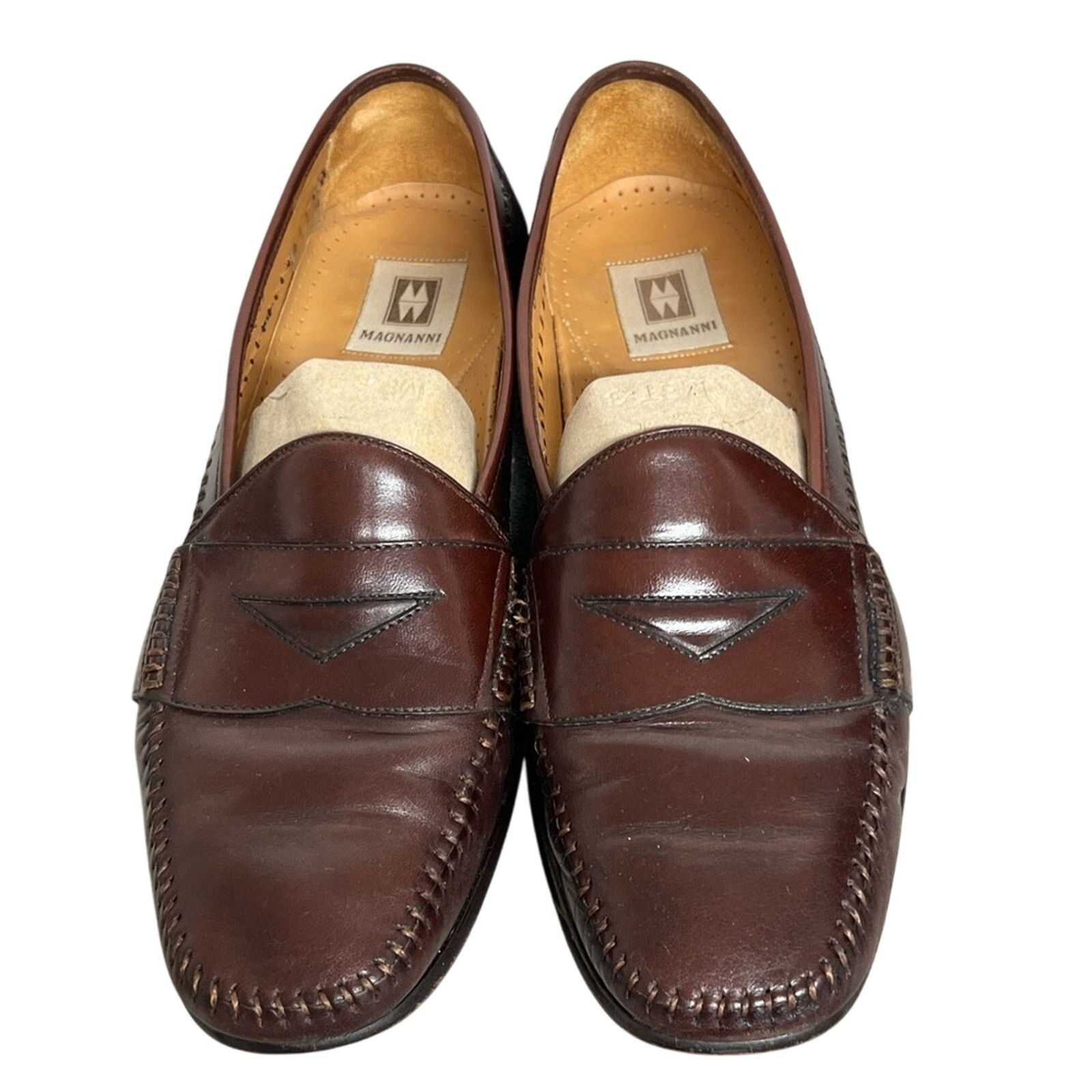 Magnanni Magnanni Leather Stitched Cognac Loafers Shoes Size 10 M Size US 10 / EU 43 - 1 Thumbnail