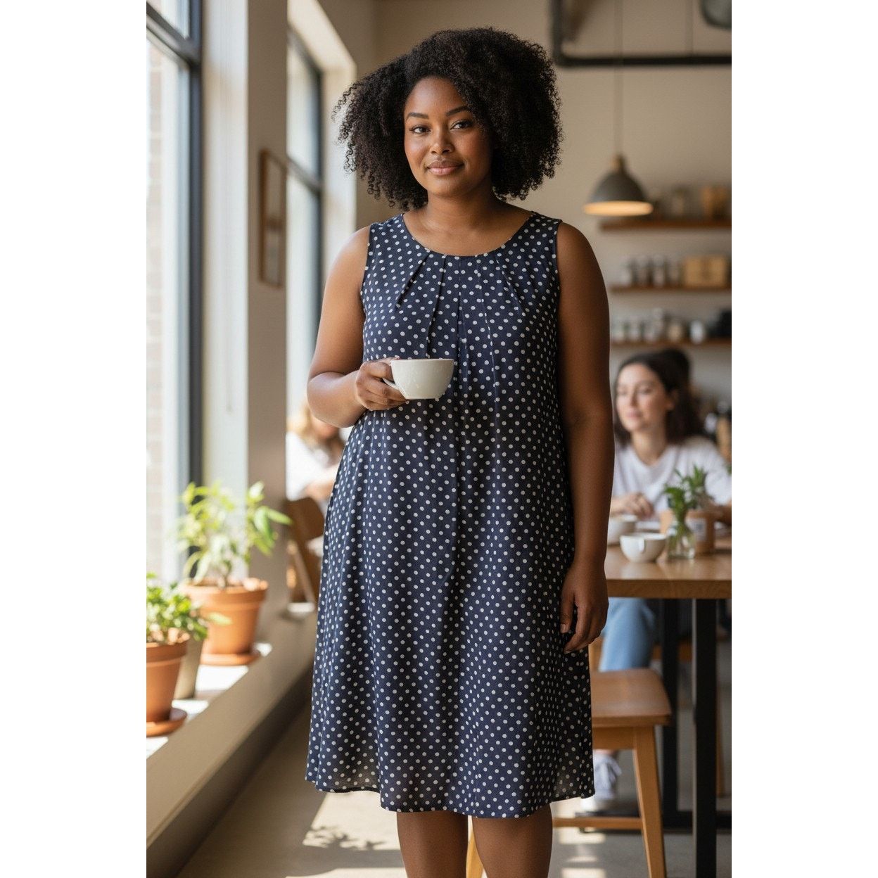 Alfani Alfani Retro Navy Dress Polka Dot Sleeveless Lined Sz 16 Size XXL / US 16-18 / IT 52-54 - 1 Thumbnail