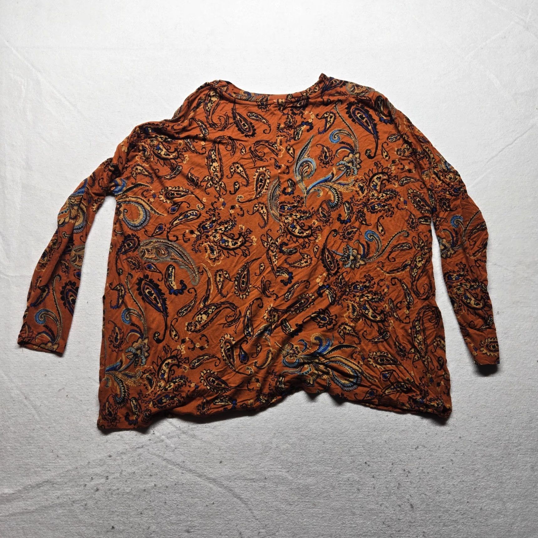 Vintage Maurices Shirt Orange 24/7 Paisley Long Sleeve Women's M Regular Medium Print Paisley Size M / US 6-8 / IT 42-44 - 6 Thumbnail