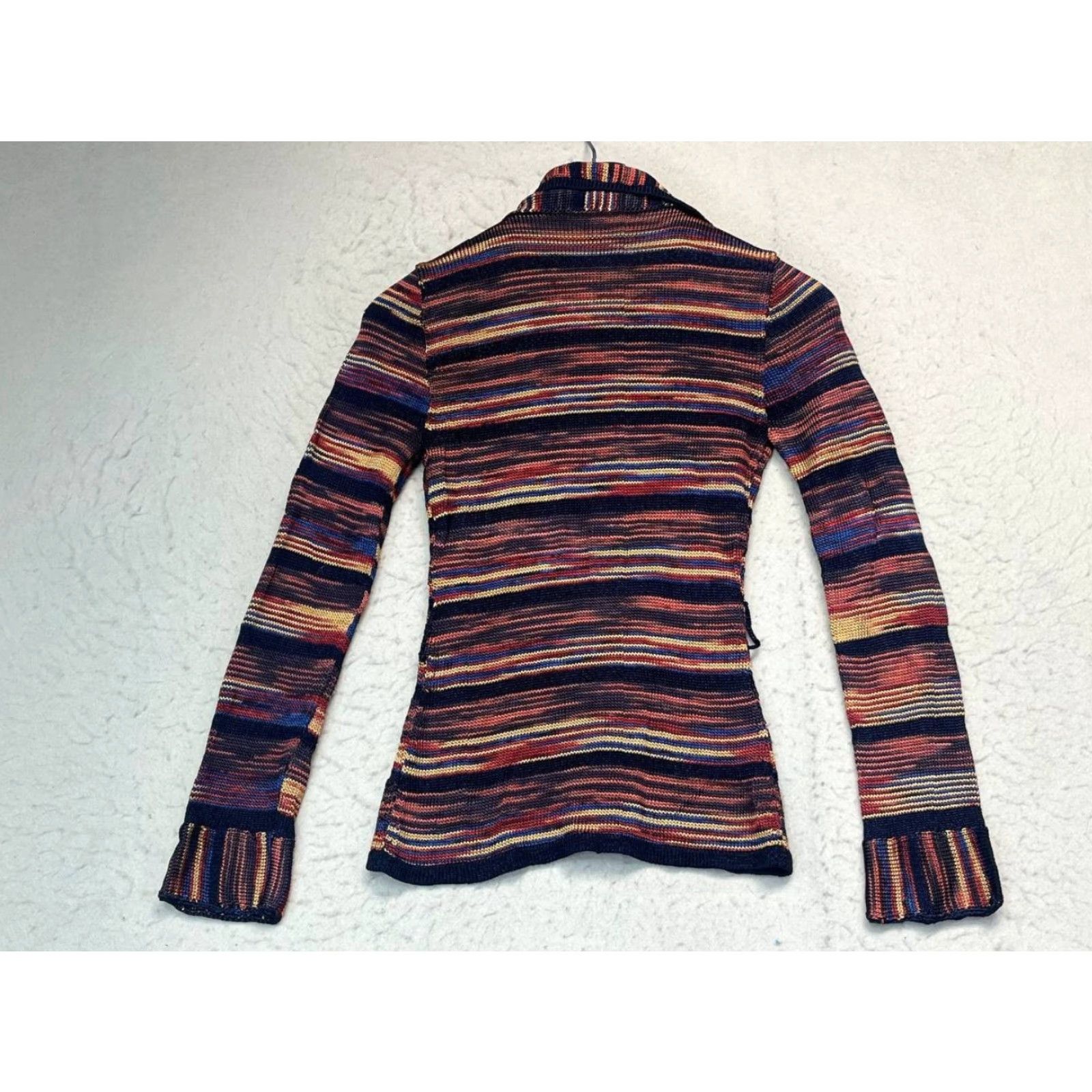 Vintage Tamara Catz Brown Tribal Swater Striped Zip Up Women Size Small Heavy Size S / US 4 / IT 40 - 2 Thumbnail