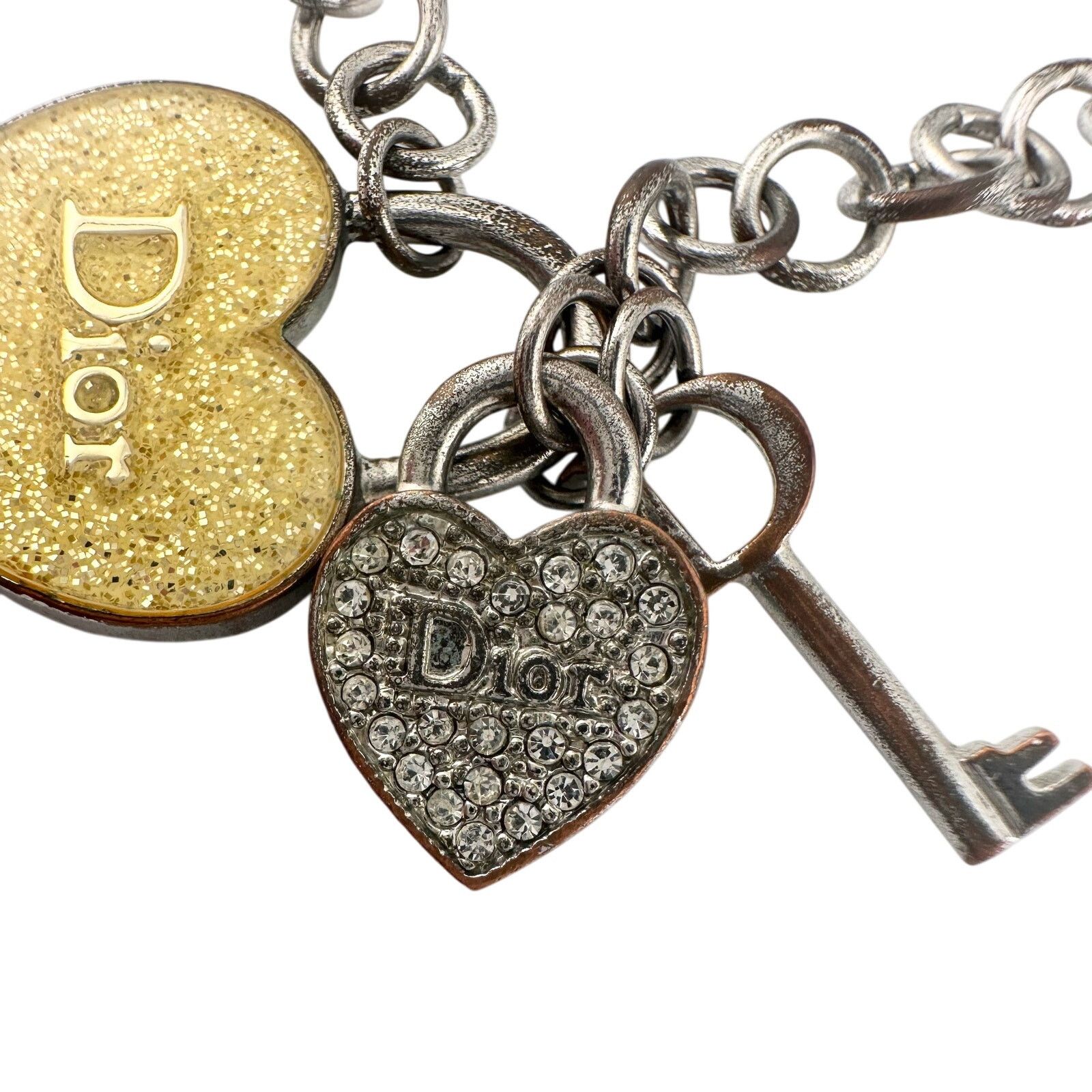 Dior Christian Dior Silver Hear and Key Charm Bracelet Size ONE SIZE - 1 Thumbnail