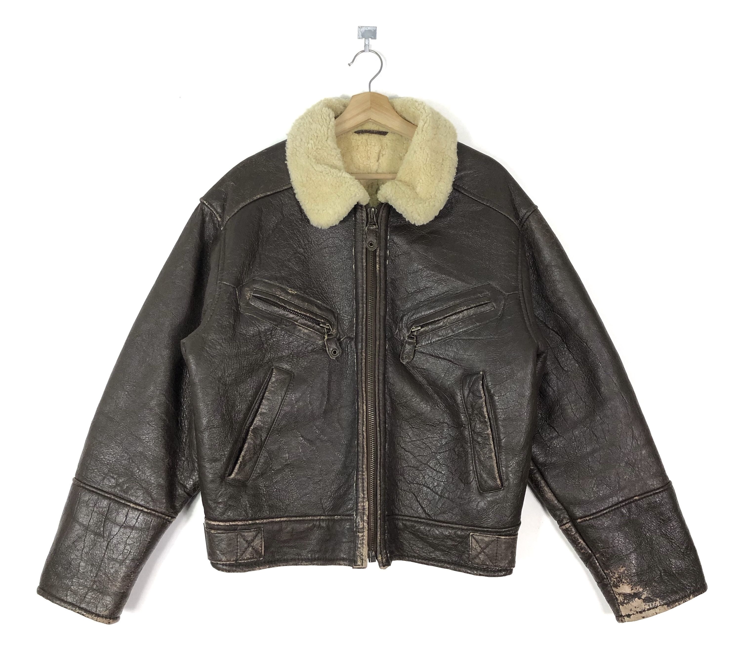 Vintage RARE🔥80’S POINT B3 SHEARLING SHEEPSKIN AVIATOR TURKEY MADE Size US L / EU 52-54 / 3 - 3 Thumbnail