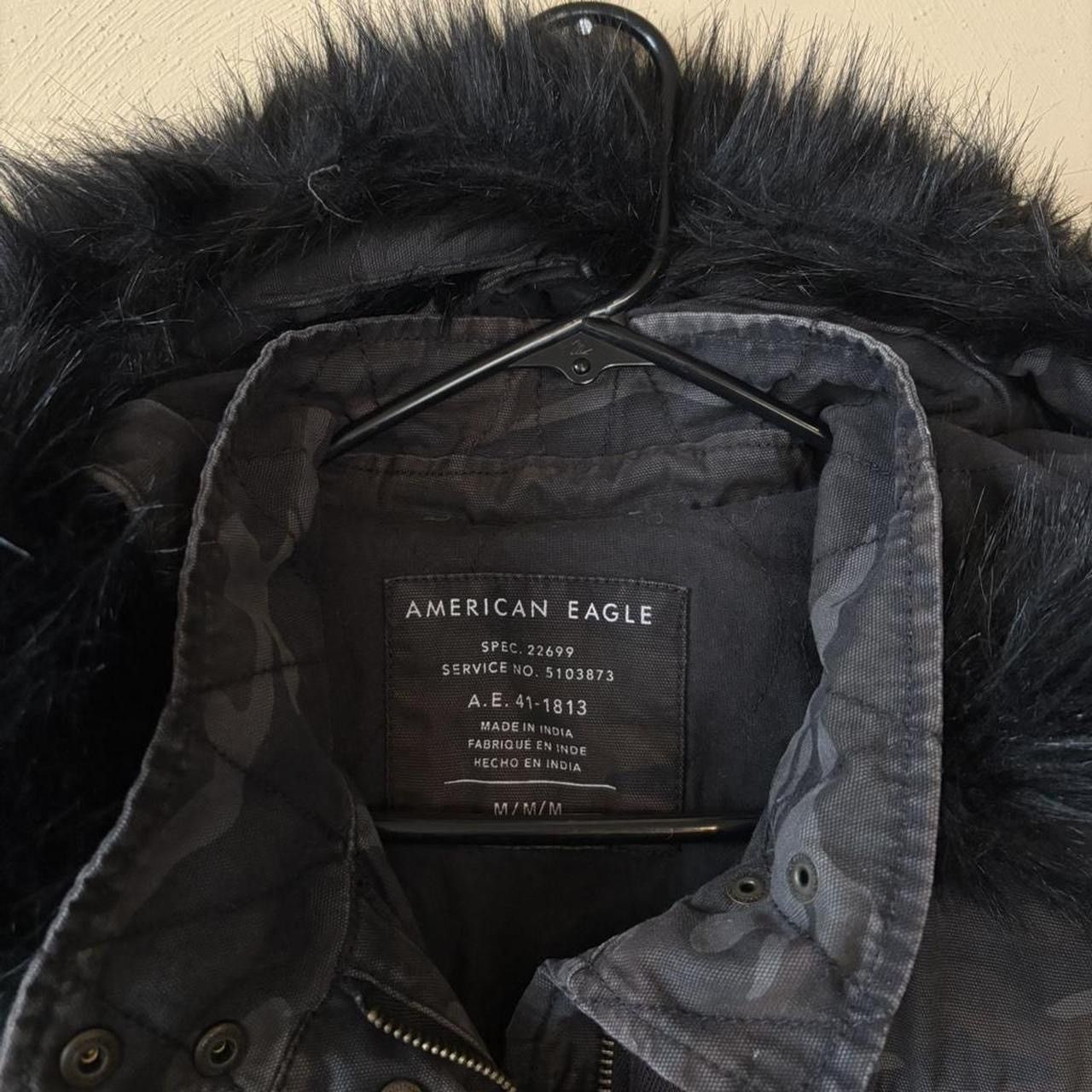 American Eagle Outfitters Y2K American Eagle Camo M65 Military Fur Hooded Coat Jacket Size M / US 6-8 / IT 42-44 - 3 Thumbnail