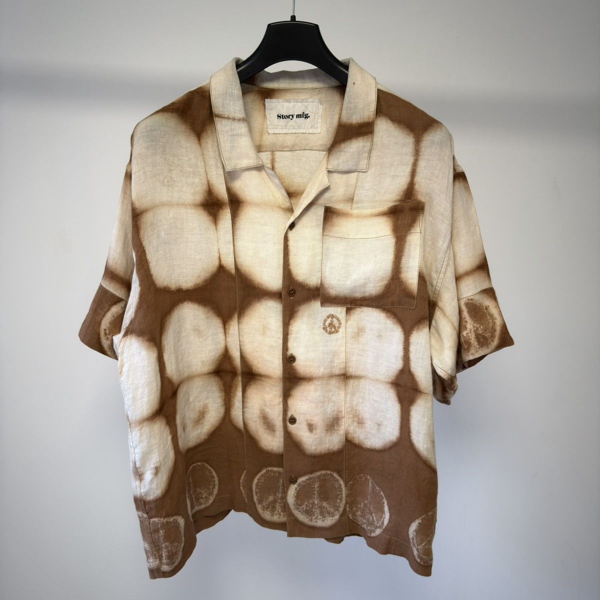 Story Mfg. Brown/Cream ‘Peace Tie Dye’ Shirt Size US XL / EU 56 / 4 - 1 Thumbnail