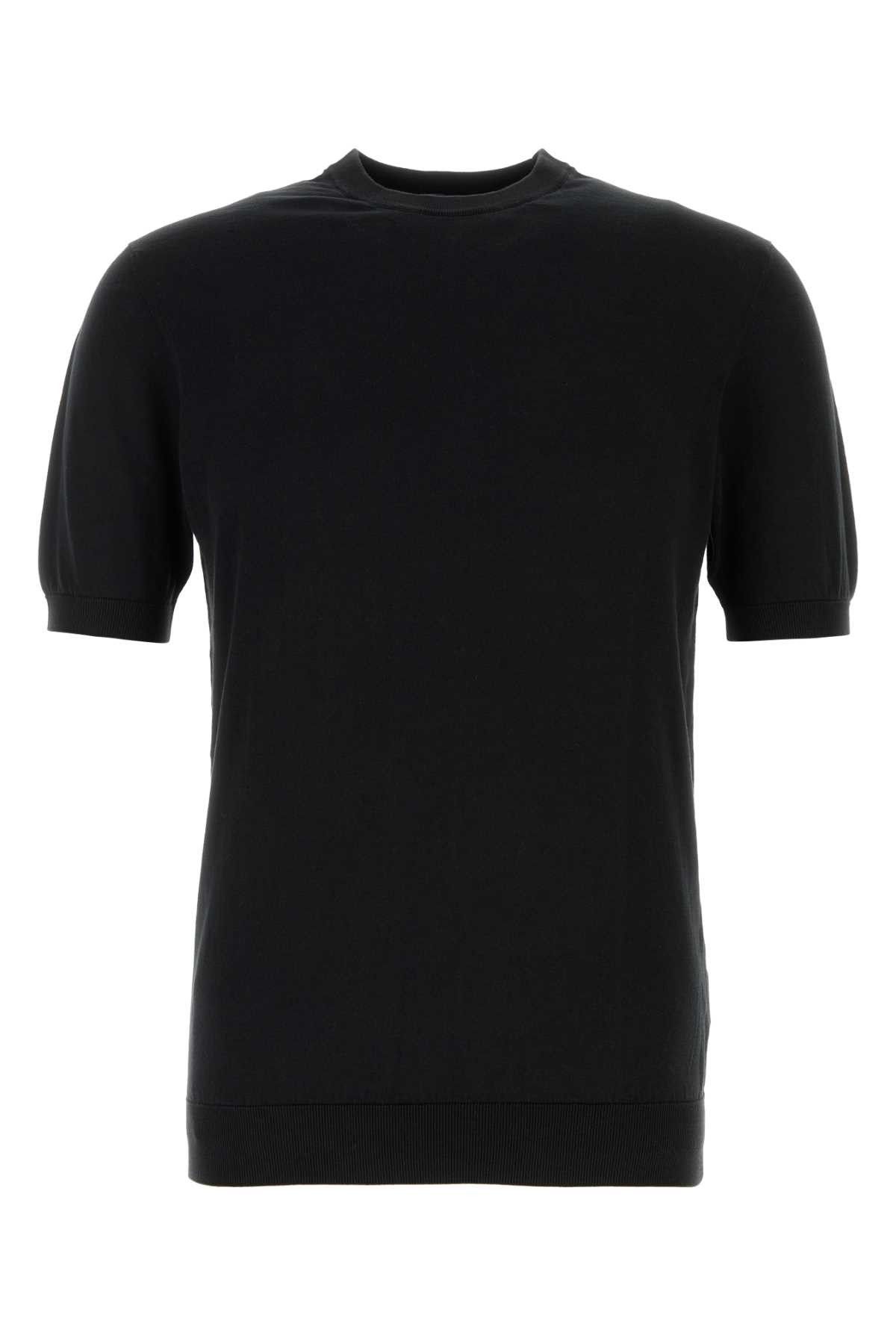 Fedeli Black Cotton Sweater Size US M / EU 48-50 / 2 - 1 Thumbnail