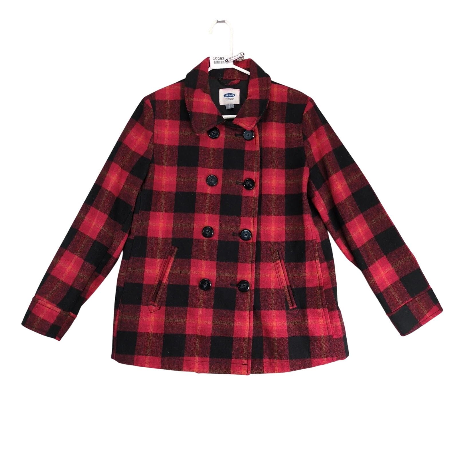 Old Navy Old Navy Wool Blend Buffalo Plaid Coat Women Double Breasted Size L / US 10 / IT 46 - 1 Thumbnail