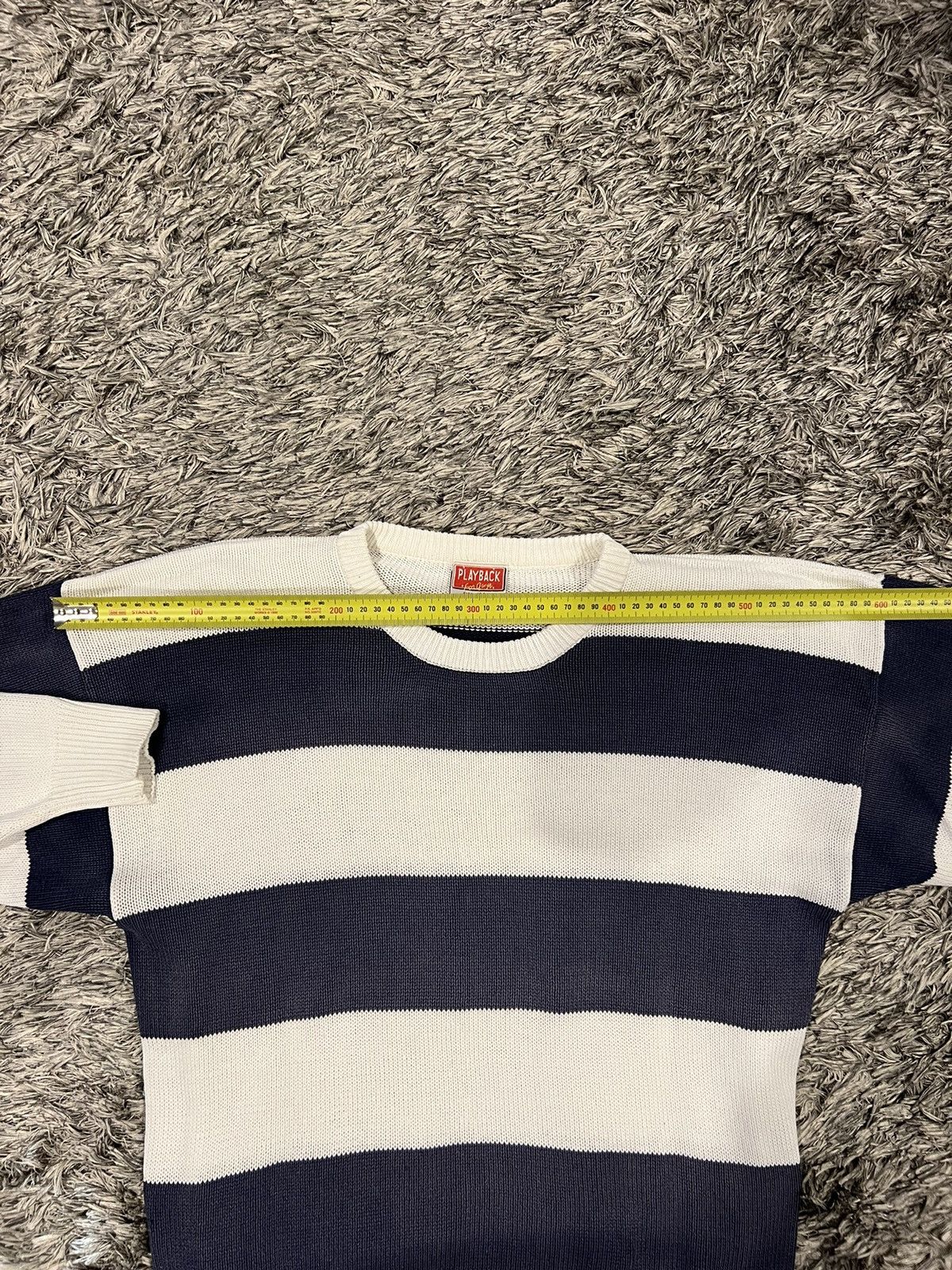 Vintage Play-back White and Navy knitted sweater Size US L / EU 52-54 / 3 - 6 Thumbnail