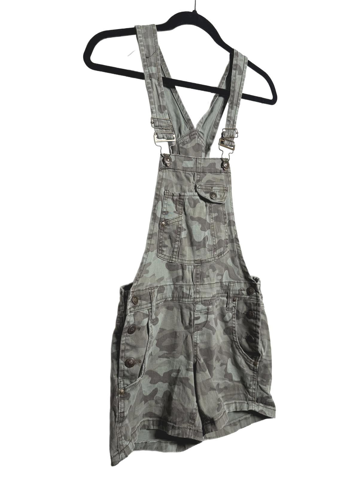 Designer Y2K L.E.I Green Camo Overall Shorts Size 26" / US 2 / IT 38 - 2 Thumbnail