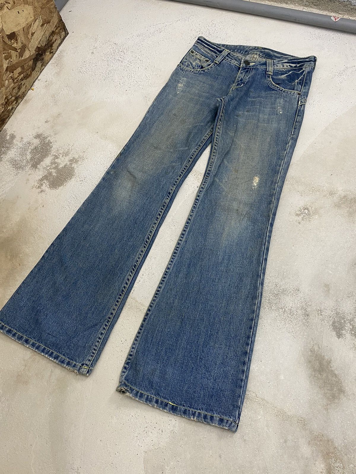 If Six Was Nine Flare Japanese Brand Mud Washed Dirty Boot Cut Fit Size US 29 - 6 Thumbnail