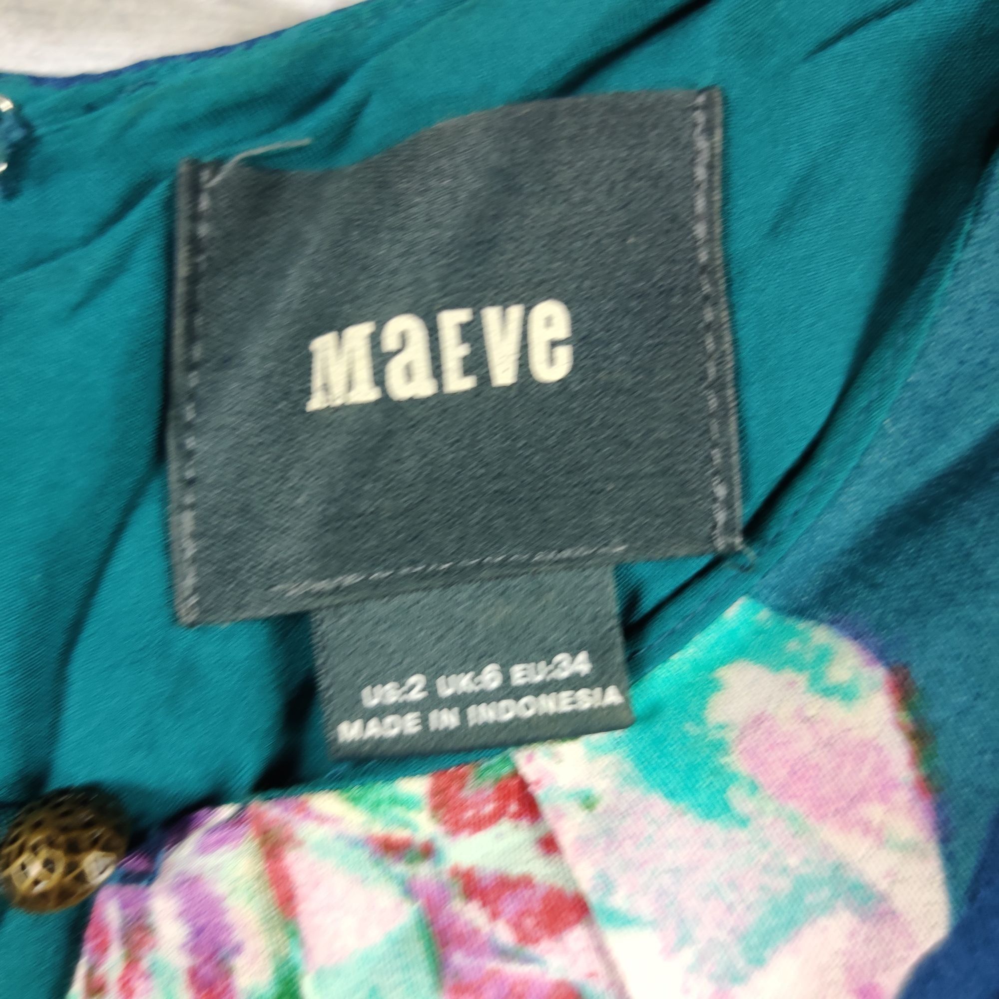 Other Maeve 2 Teal Cold Shoulder Floral A-Line Dress Romantic Femi Size XS / US 0-2 / IT 36-38 - 4 Thumbnail