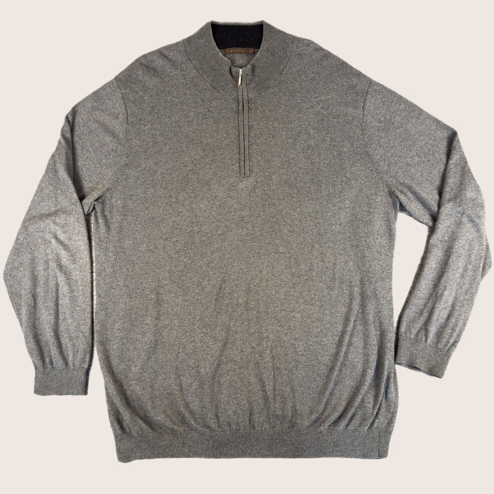 Vintage J Hilburn Sweater Mens XXL Gray Half Zip Cashmere Blend Mock Neck Pullover - Premium Quality & Size - Sale Size US XXL / EU 58 / 5 - 1 Thumbnail