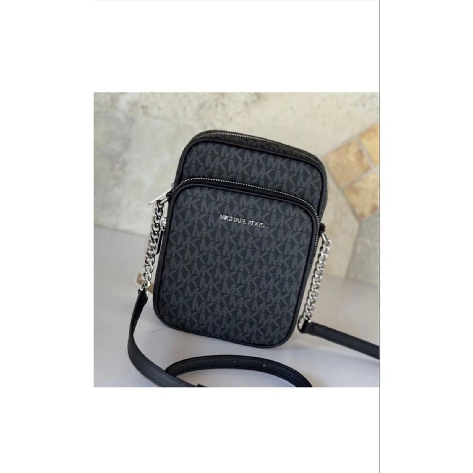 Michael Kors Michael Kors Black Monogram Jet Set Travel Crossbody Bag Size ONE SIZE - 1 Thumbnail