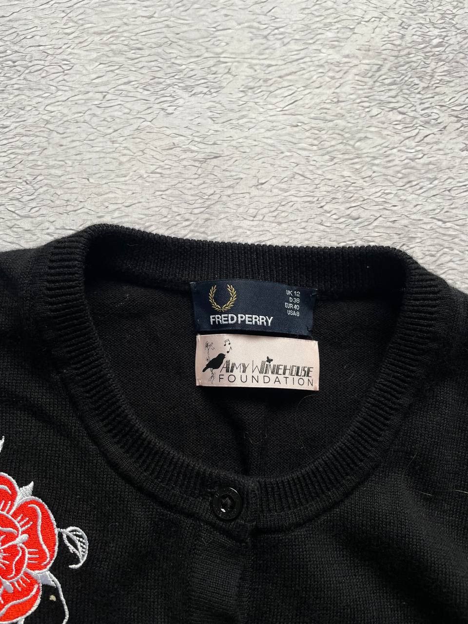 Fred Perry Fred Perry x Amy Winehouse black cardigan embroidered UK-12 Size M / US 6-8 / IT 42-44 - 6 Thumbnail