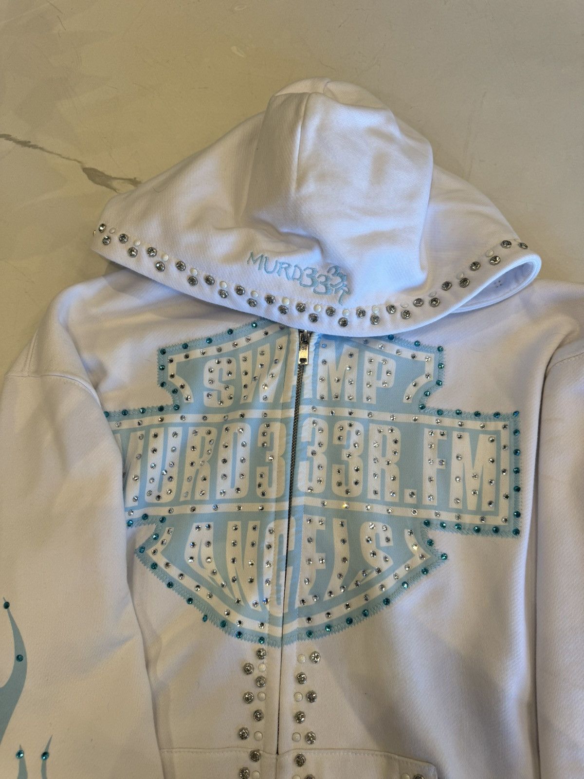 murd333r.fm Murd333r FM Blue/White Zip Up hoodie Size US L / EU 52-54 / 3 - 6 Thumbnail
