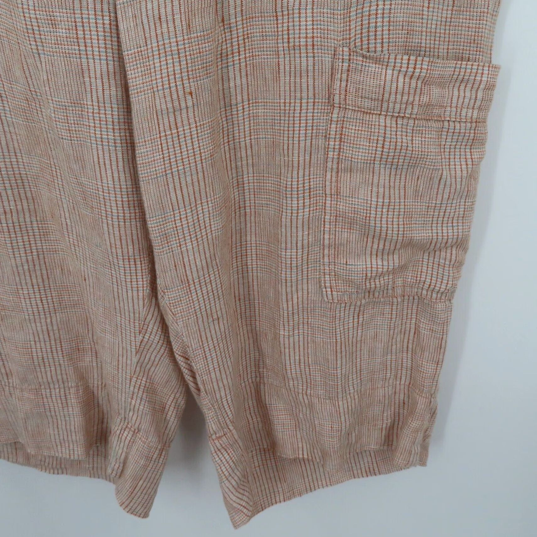 FLAX FLAX Women Small Multicolor Plaid Check Casual Crop Capri Pants Pockets Linen Square Pocket Cropped Pants Size 28" / US 6 / IT 42 - 4 Thumbnail