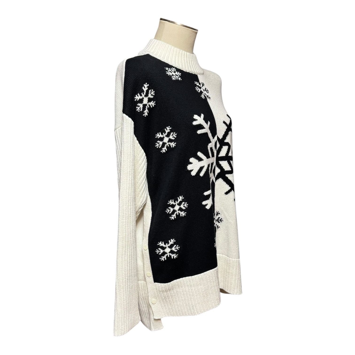 Talbots Talbots Cotton Wool Snowflake Sweater Black Cream XL Size XL / US 12-14 / IT 48-50 - 4 Thumbnail
