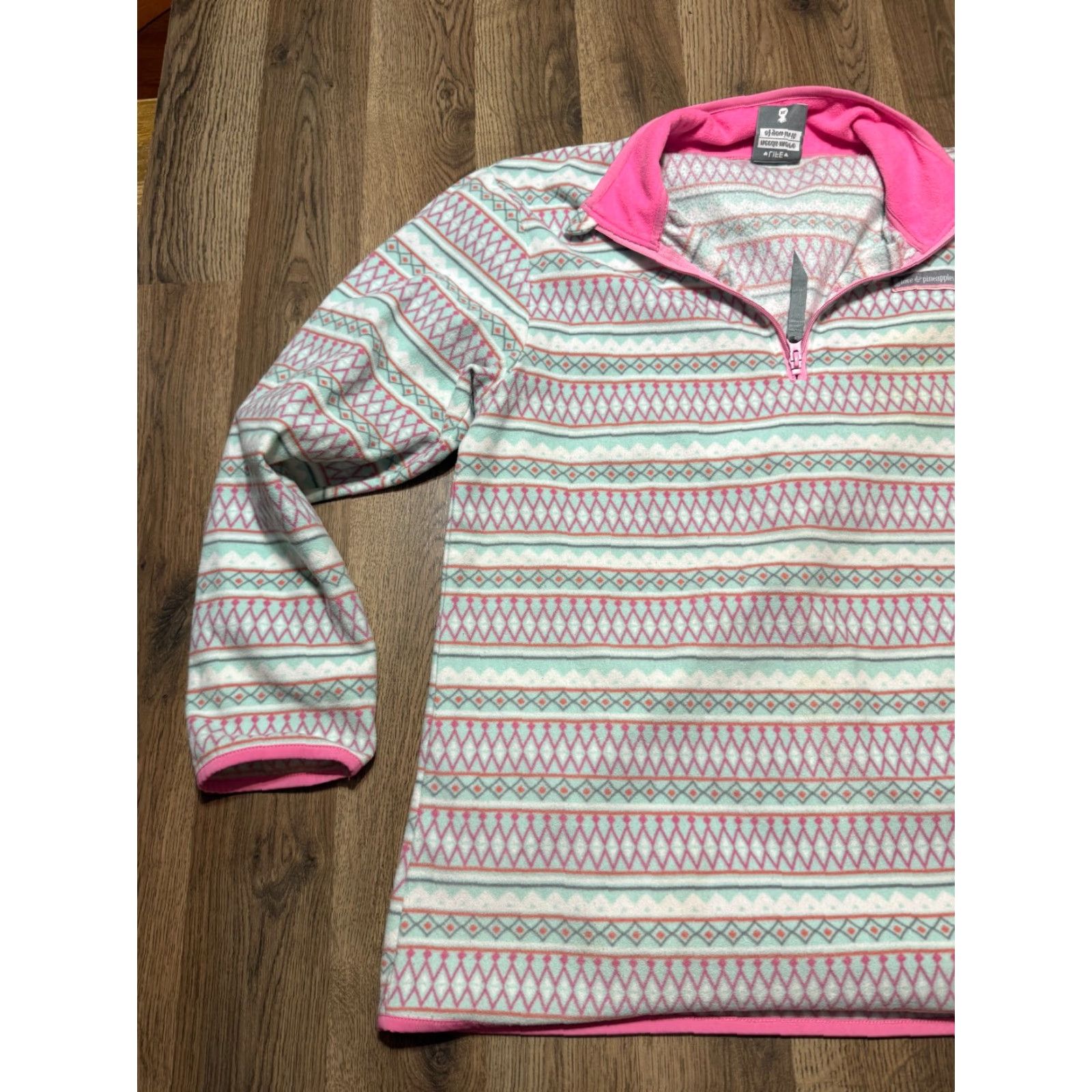 Vintage Love & Pineapples Sweater Women's XL Pink Quarter Zipper Knit Pullover Size XL / US 12-14 / IT 48-50 - 4 Thumbnail