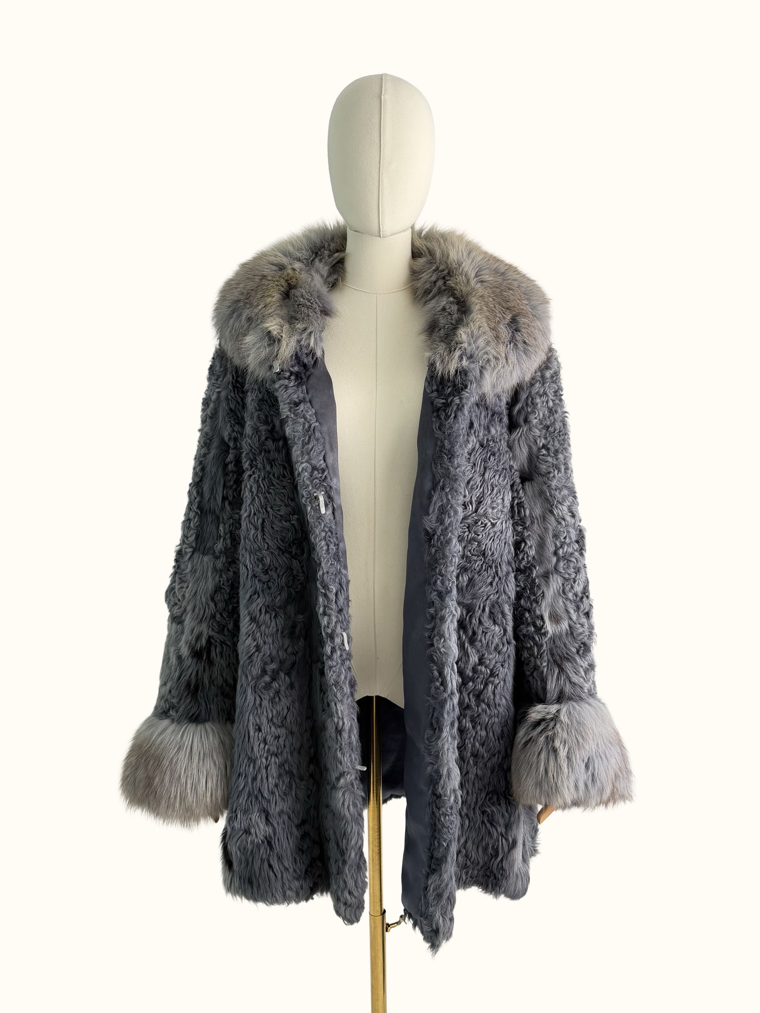 Vintage Vintage Blue Gray Real Fur Luxury Winter Statement Coat Size M / US 6-8 / IT 42-44 - 3 Thumbnail