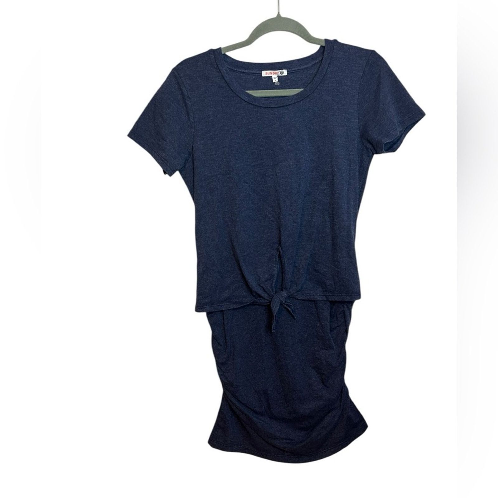 Sundry Sundry Navy Blue Knotted T-Shirt Dress Size S / US 4 / IT 40 - 1 Thumbnail
