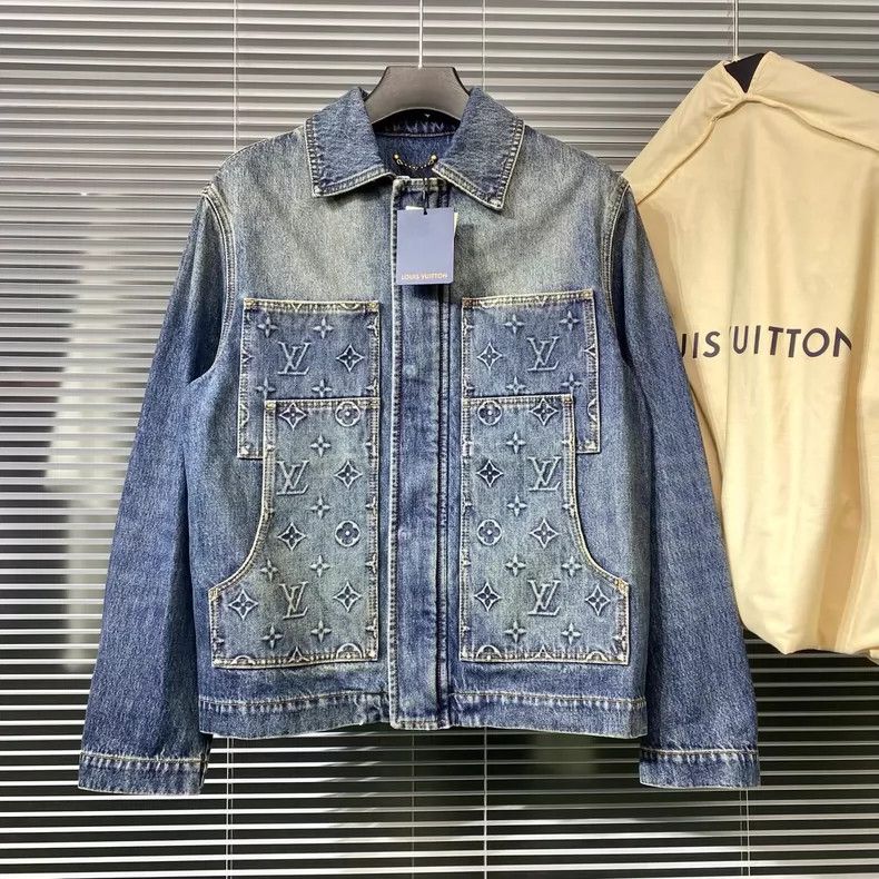 Louis Vuitton Louis Vuitton Denim Jacket with Logo Design- DMC Size US L / EU 52-54 / 3 - 1 Thumbnail