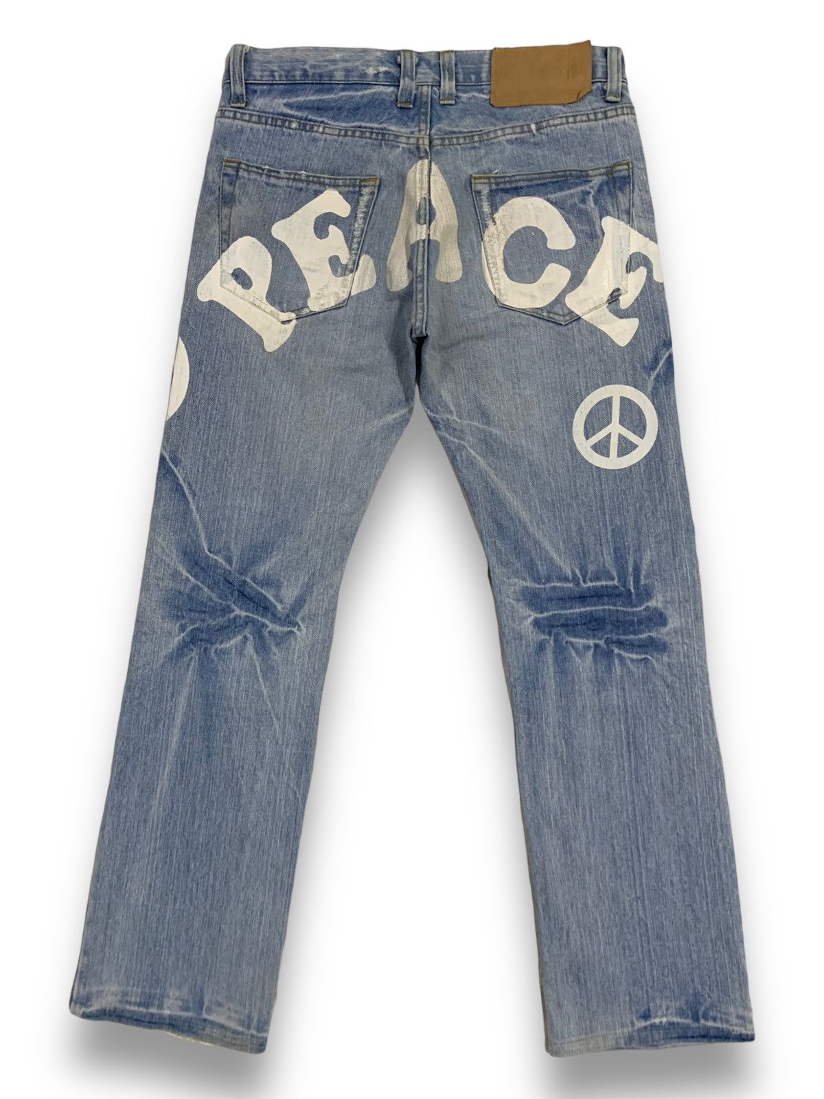 Hysteric Glamour Vintage Japanese Brand 420 Peace Spell Out Distressed Jeans Size US 31 - 3 Thumbnail