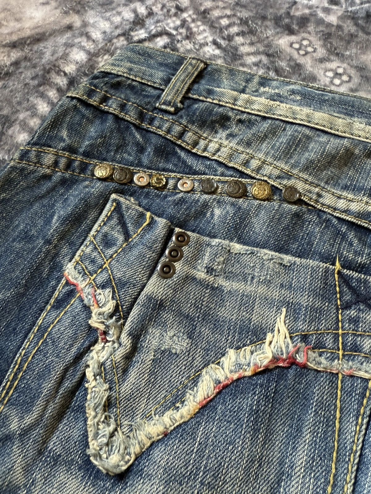 If Six Was Nine Red Peper Japan Faded Wrinkle Wash Flared Wide Leg Jeans Size US 36 / EU 52 - 22 Thumbnail
