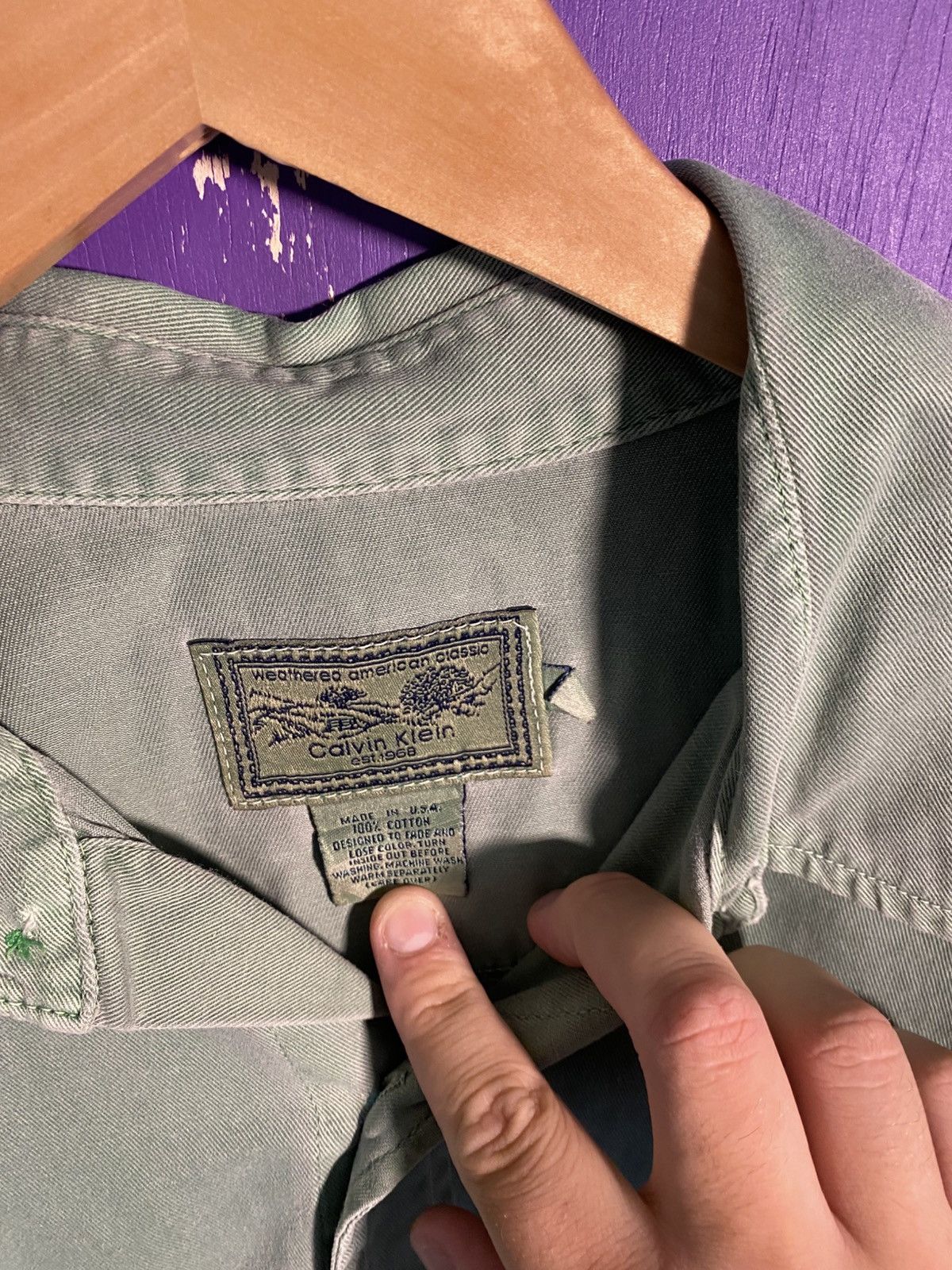 Calvin Klein Vintage 90s Calvin Klein faded green button up Size US XL / EU 56 / 4 - 4 Thumbnail