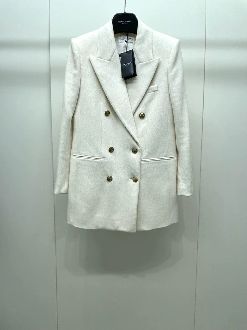 Saint Laurent Paris Saint Laurent Paris size 36 White double-breasted woolen s Size M / US 6-8 / IT 42-44 - 1 Thumbnail