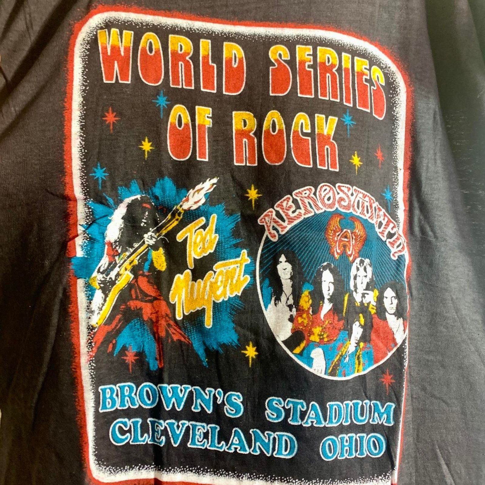 Vintage 1979 AEROSMITH TED NUGENT JOURNEY AC/DC THIN LIZZY tee shirt Size US M / EU 48-50 / 2 - 1 Thumbnail