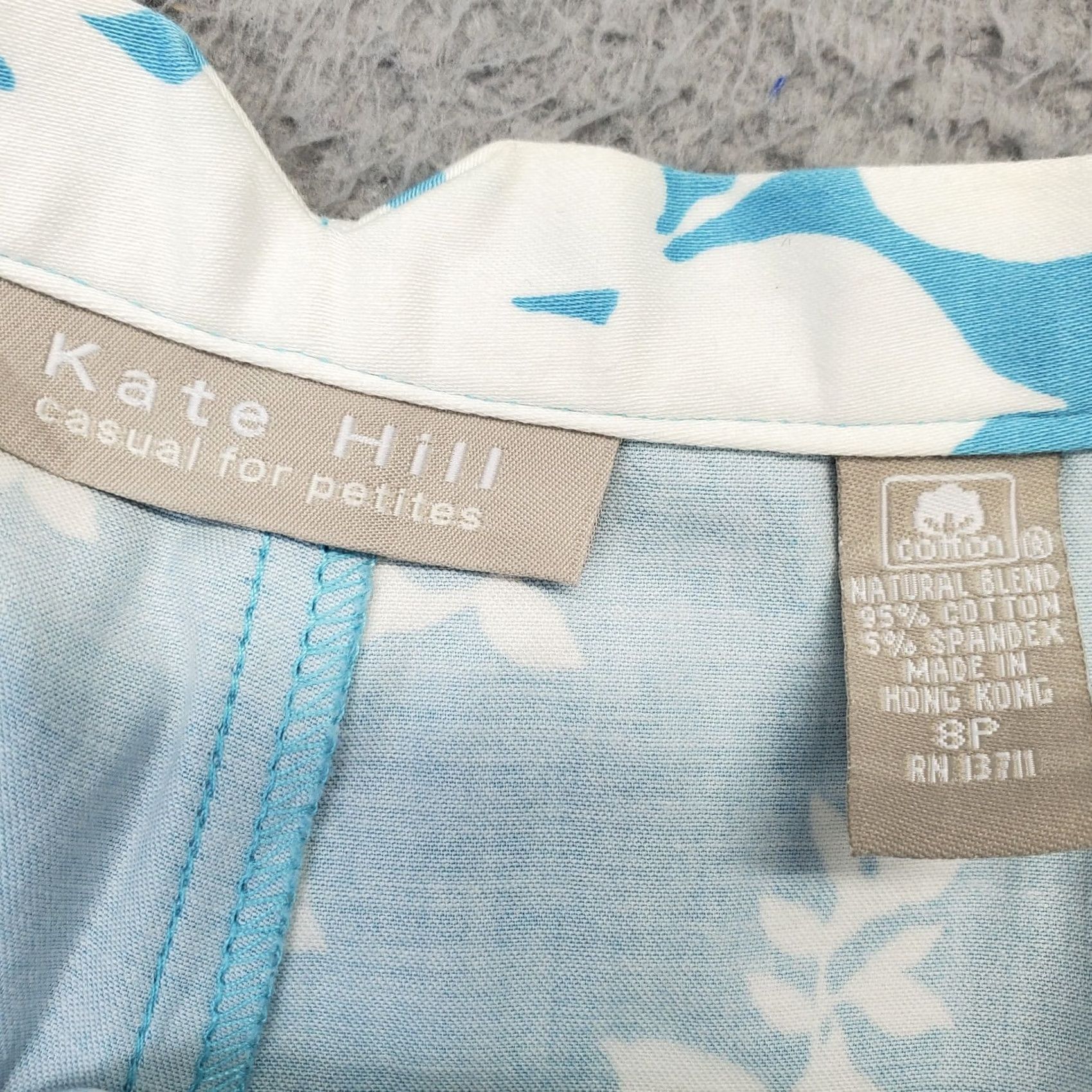 Vintage Kate Hill Pants Womens Size 8P 8 Petite Multi Floral Stretch Flat Front Straight Leg Size 30" / US 8 / IT 44 - 6 Thumbnail