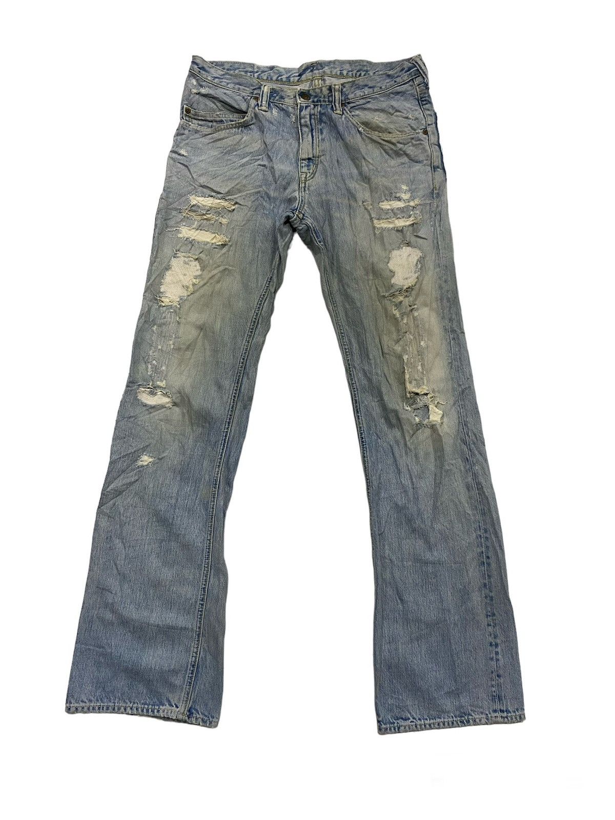Blue Blue Japan SUPER DESTROYED DENIM PANTS BLUE-BLUE JAPAN FLARE TYPE Size US 31 - 1 Thumbnail
