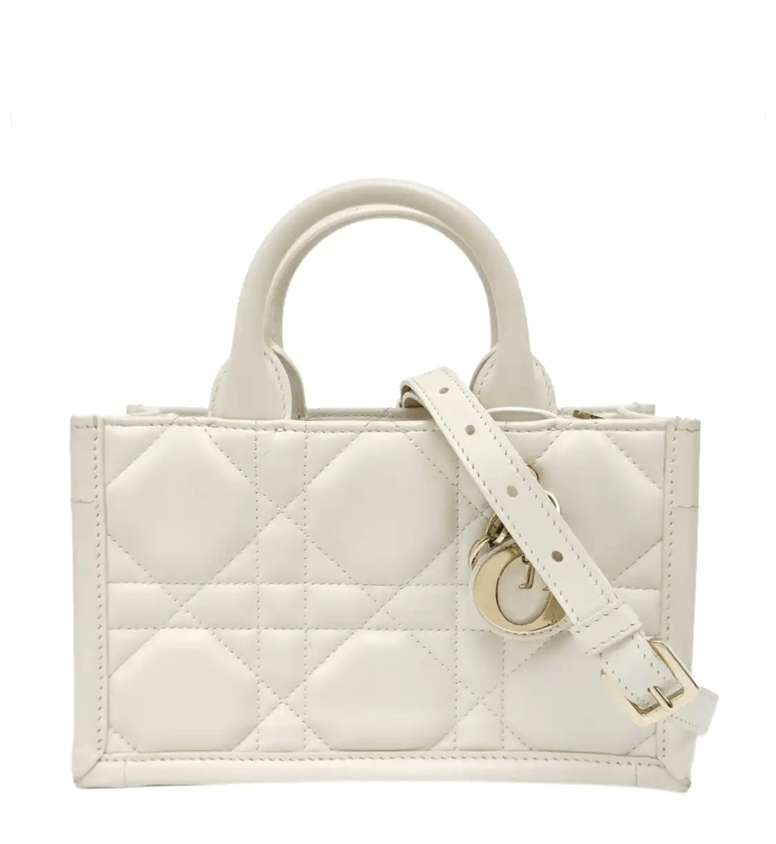 Dior DIOR Book Tote mini white cowhide leather rattan plaid quilted shoulder bag cros Size ONE SIZE - 1 Thumbnail