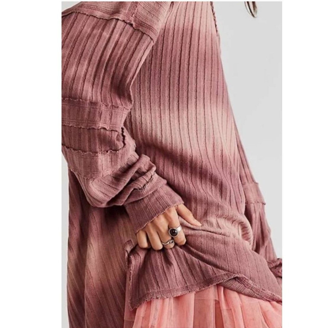 Free People New WTF Sunset Ribbed Tie Dye Long Sleeve Top $128 X-SMALL Size XS / US 0-2 / IT 36-38 - 3 Thumbnail
