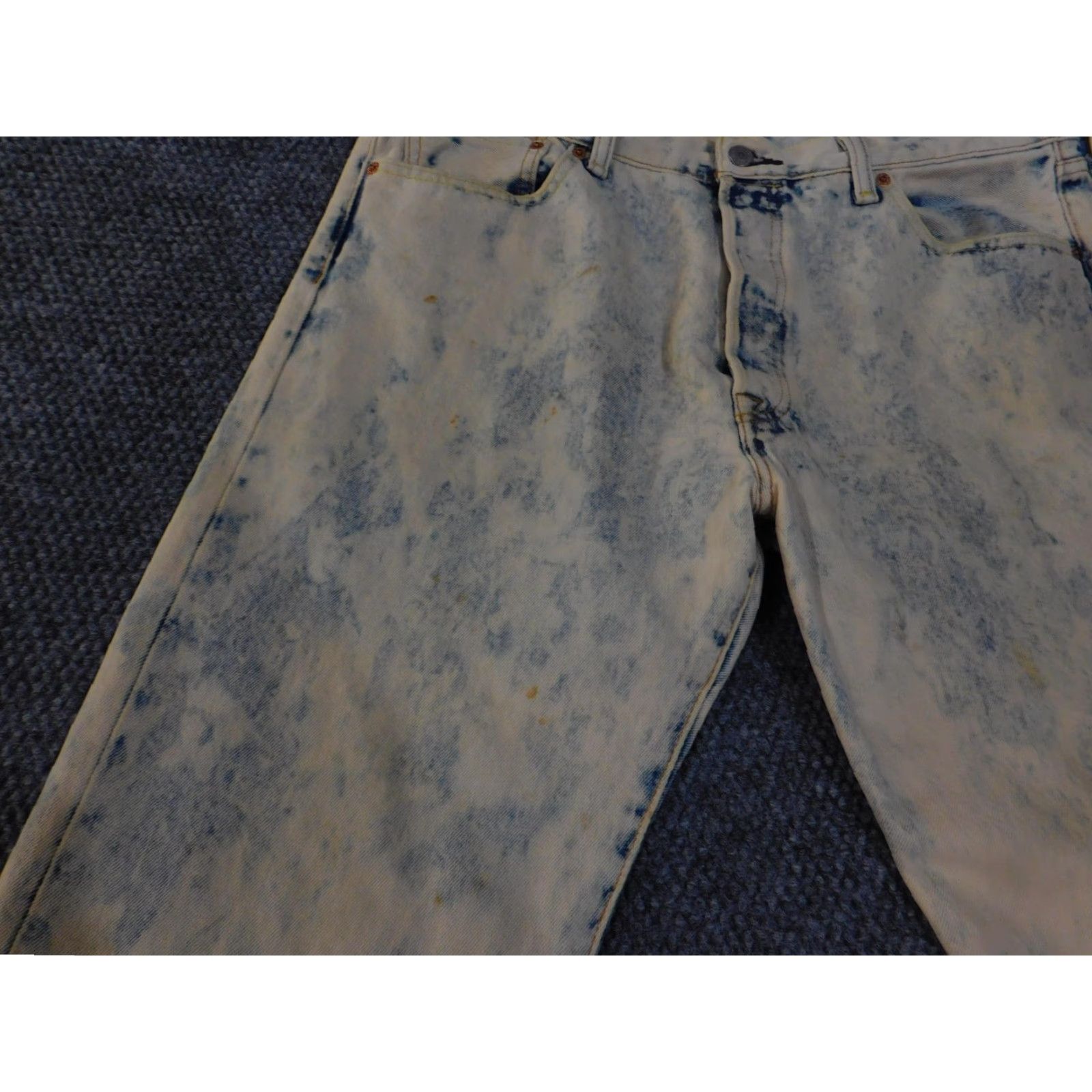 Levi's VINTAGE Levi's 501 Jeans Mens 36x30 Bleach Stain White Acid Wash Straight Leg Button Fly Denim 501 Series Regular Mens Size US 36 / EU 52 - 7 Thumbnail