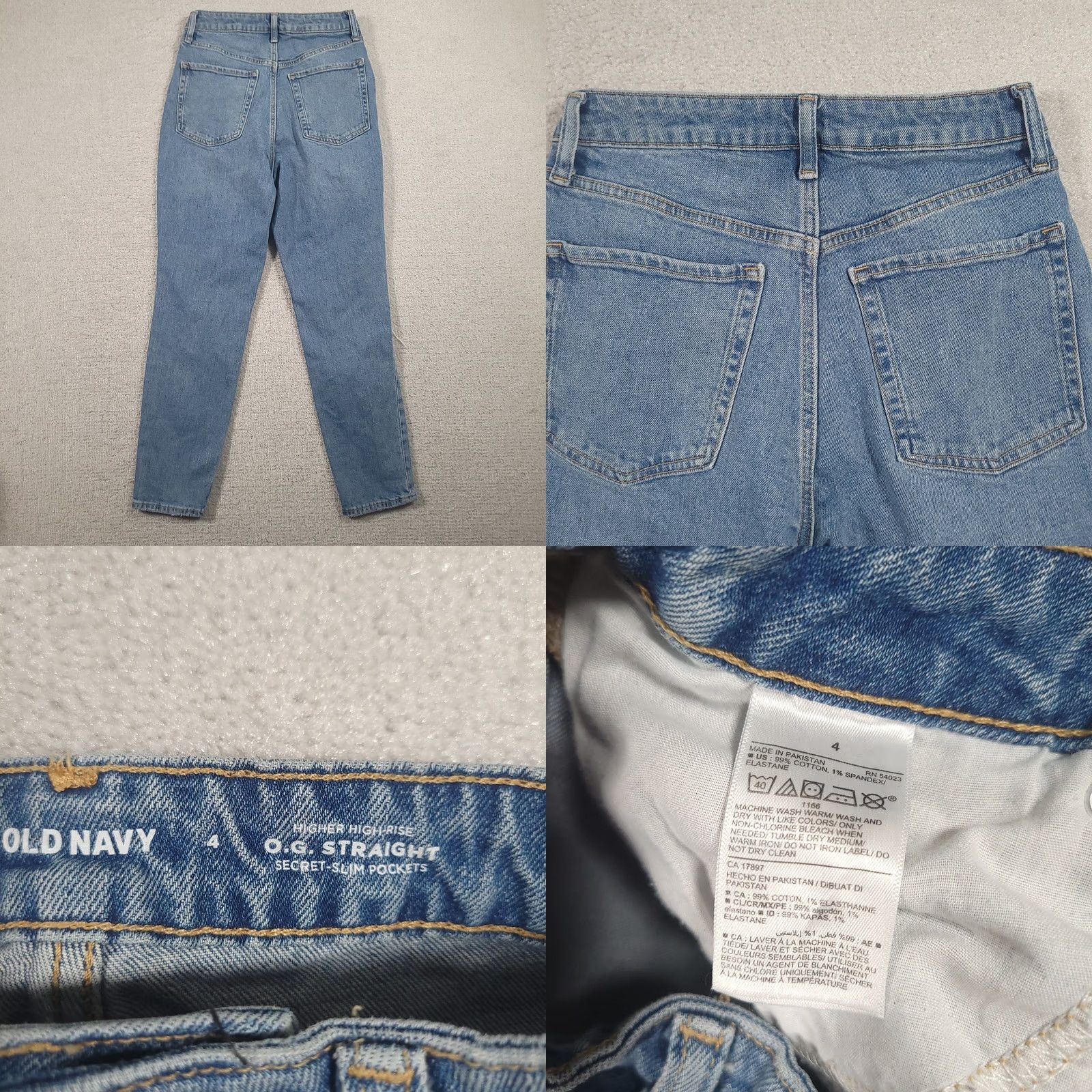 Old Navy Old Navy Blue Higher High Rise O.G. Straight Denim Jeans Size 4 Women Regular 5-Pocket Zipper Button Inseam 28 Size 27" / US 4 / IT 40 - 8 Thumbnail