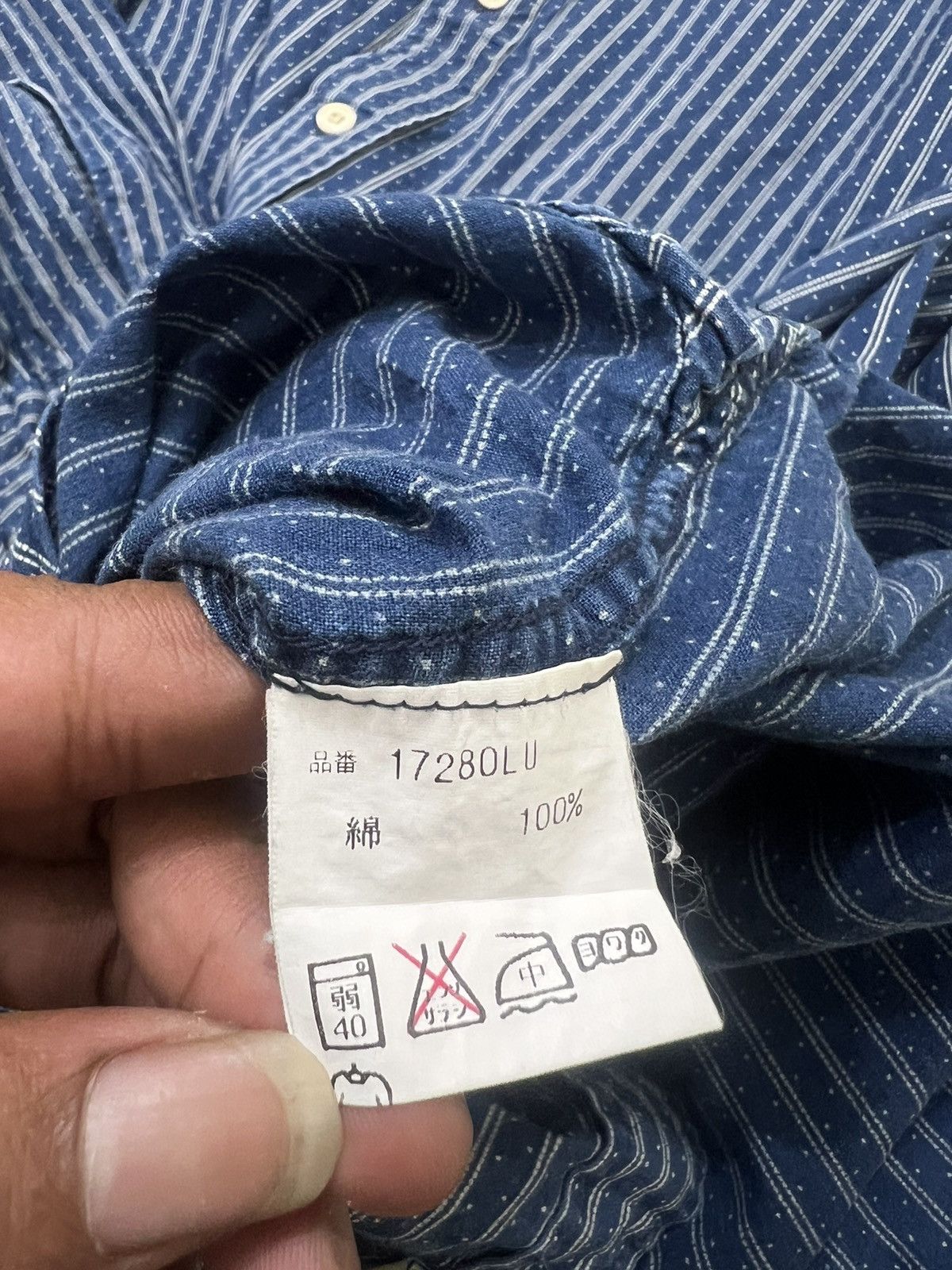 RRL Ralph Lauren 2000s RRL Double RL Pattern Hickory Stripe Collar Ls Shirt Size US L / EU 52-54 / 3 - 8 Thumbnail