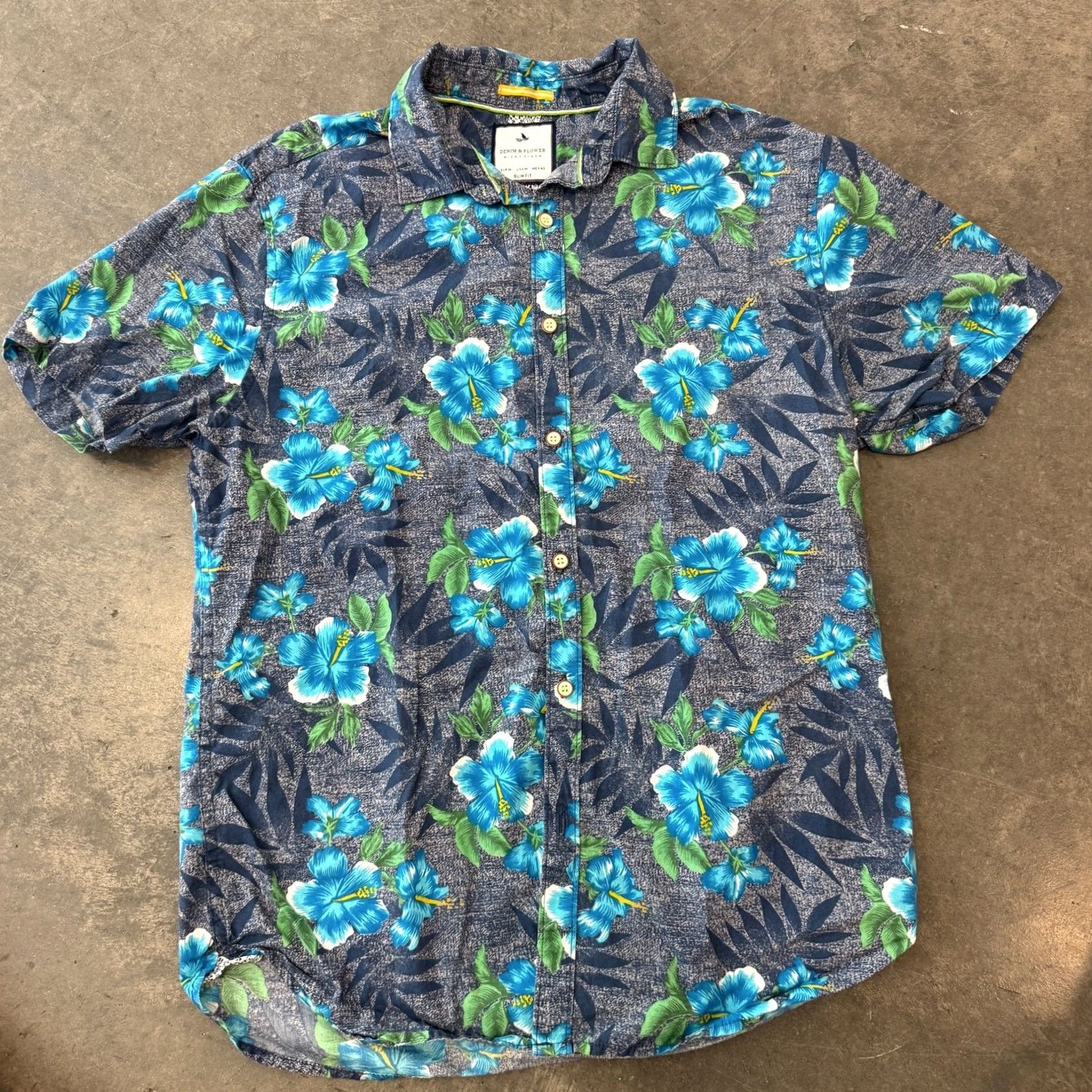 Denime VINTAGE Denim & Flower Casual Floral Hawaiian Beach Button Up Blue Shirt M Mens Size US M / EU 48-50 / 2 - 2 Thumbnail