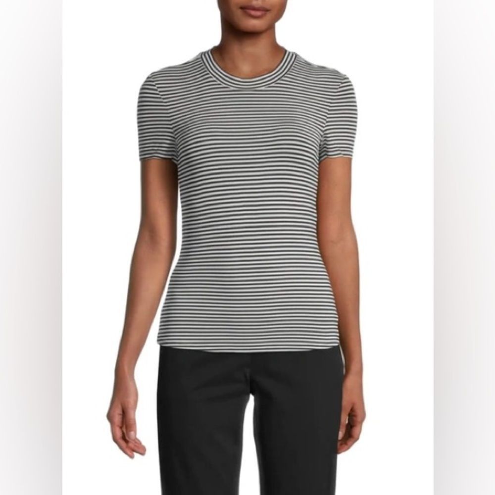 Theory Theory Women's Striped Fitted T-shirt In Black White petite Size S / US 4 / IT 40 - 1 Thumbnail