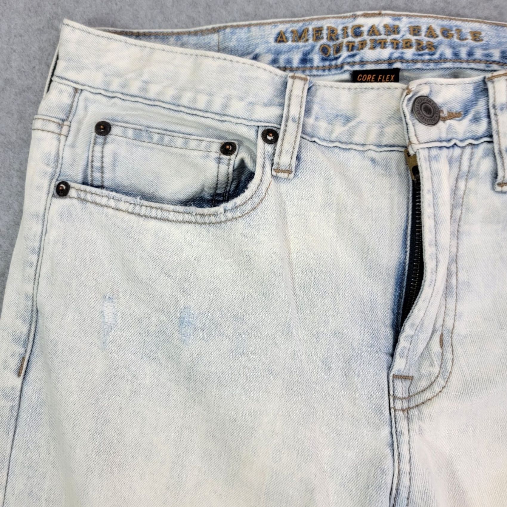American Eagle Outfitters American Eagle Jeans Men 31x25 Slim Skinny Distressed Blue Denim Core Flex 5-Pocket 31 in Inseam Mens Size US 31 - 5 Thumbnail
