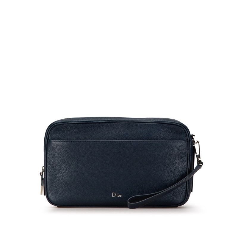 Dior Dior Dior Navy Calf Leather Clutch Bag Leather Clutch Bag in Excellent Condition Size ONE SIZE - 1 Thumbnail