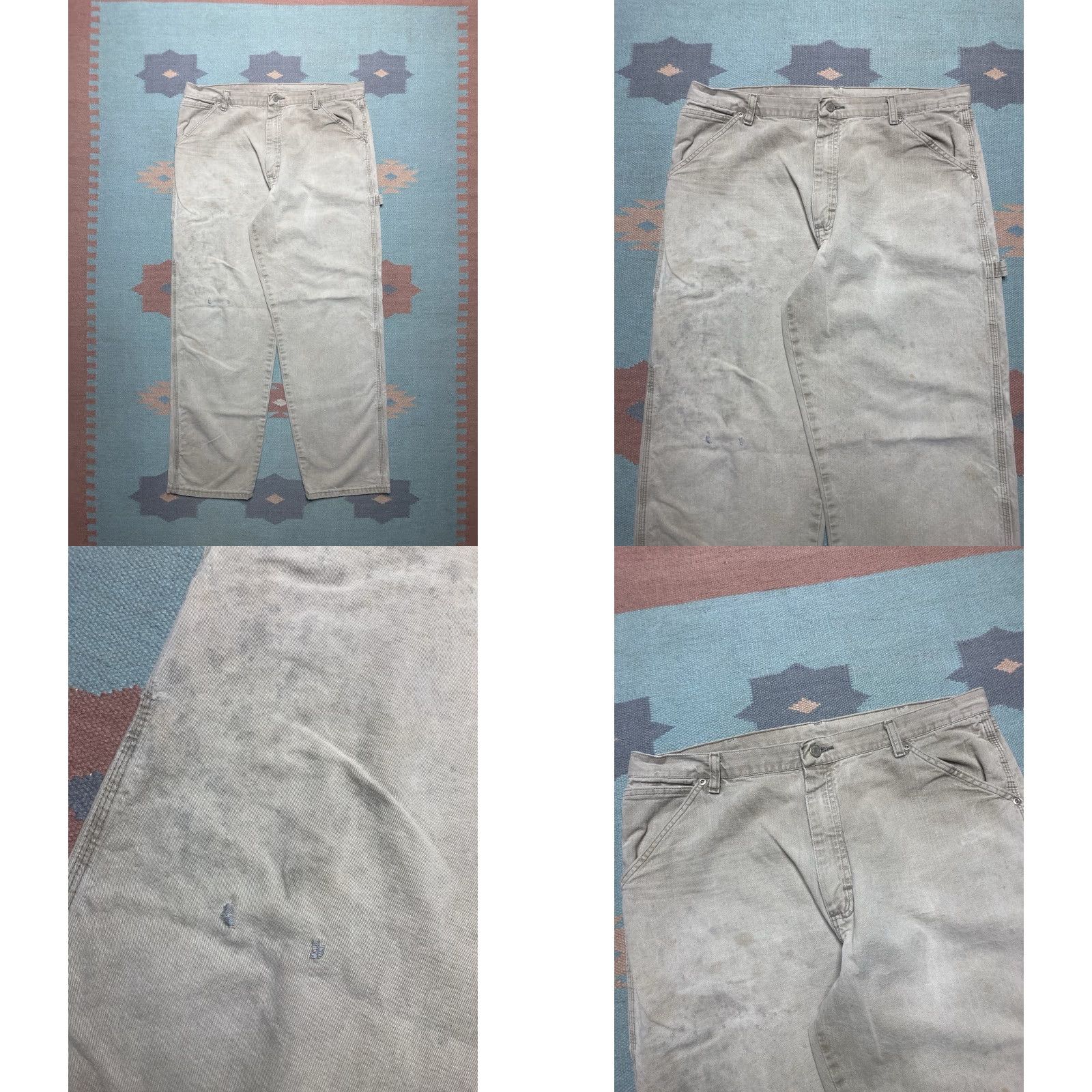 Wrangler VINTAGE Wrangler Carpenter Jeans Beige Khaki Tan Baggy 37x32 Mens Jeans Khakis 90s Skater Size US 37 - 8 Thumbnail
