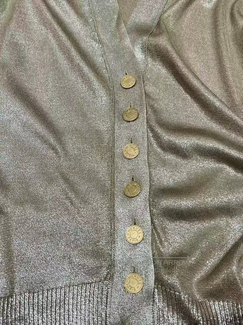Hermes Hermes Gold Thread Embellished Cardigan Size S / US 4 / IT 40 - 3 Thumbnail