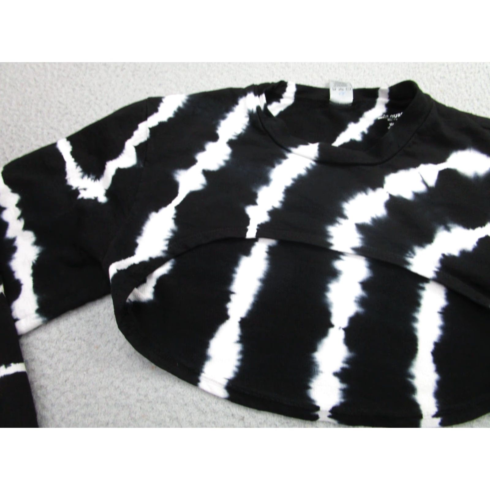 Vintage Year of Ours Sweatshirt Womens XS Black White Crop Terry Fleece Tie Dye Sweatshirt Size XS / US 0-2 / IT 36-38 - 3 Thumbnail