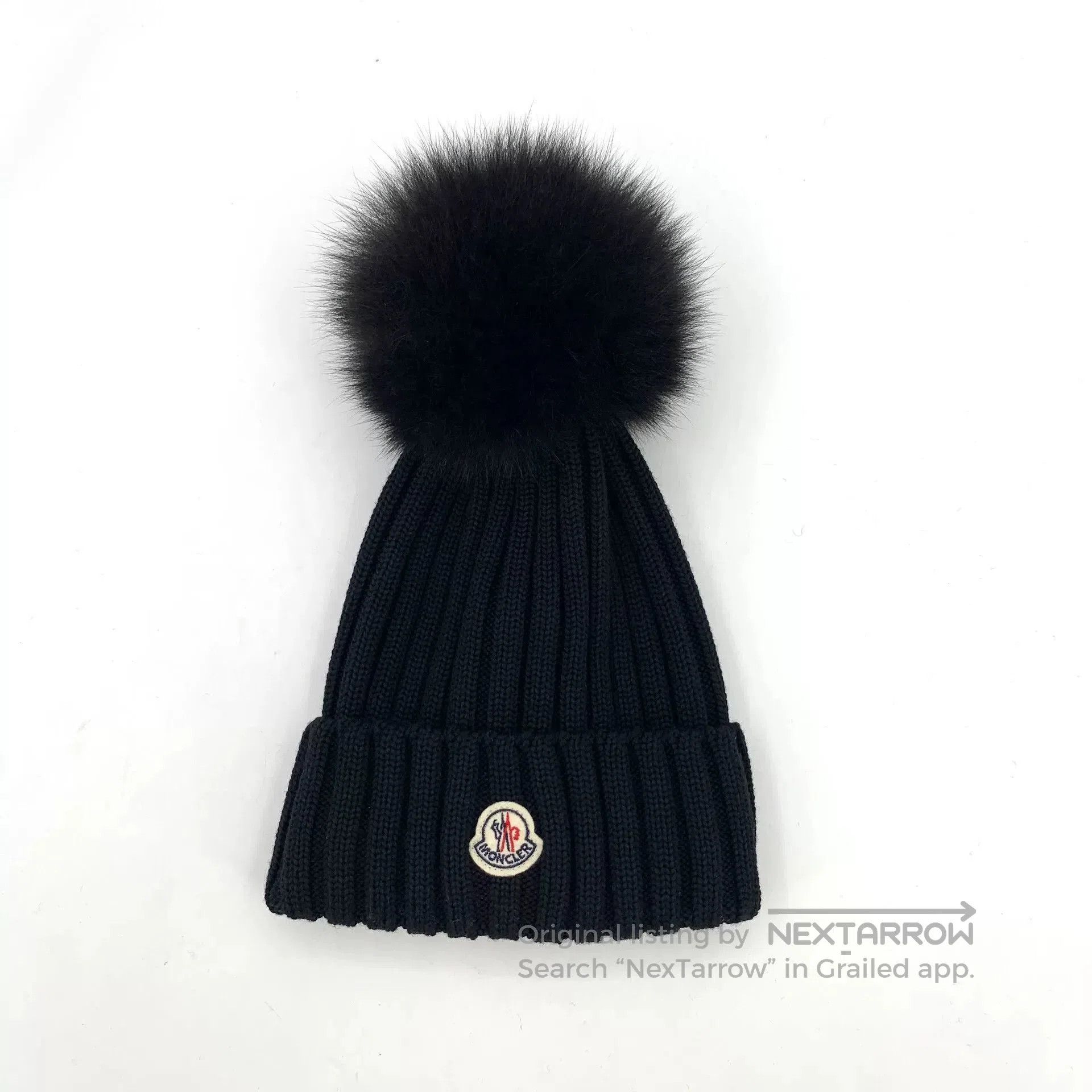 Moncler Moncler Black Logo Wool Knit Beanie. Size ONE SIZE - 6 Thumbnail