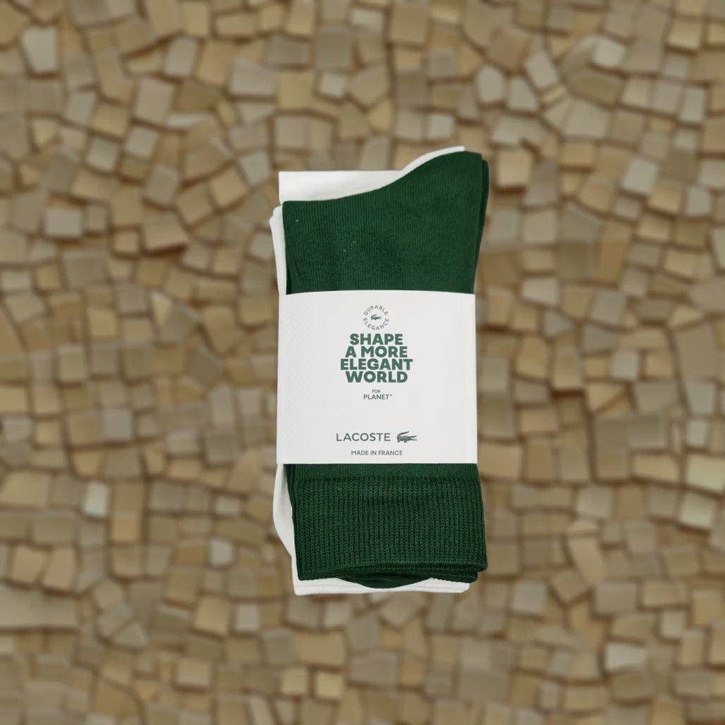 Lacoste Lacoste Socks Pack Of 2 Mens 35-38 Cotton Blend Ribbed Ankle White/Green Logo Crocodile Athletic Shoes Style (Mid Calf) Size 34 - 1 Thumbnail
