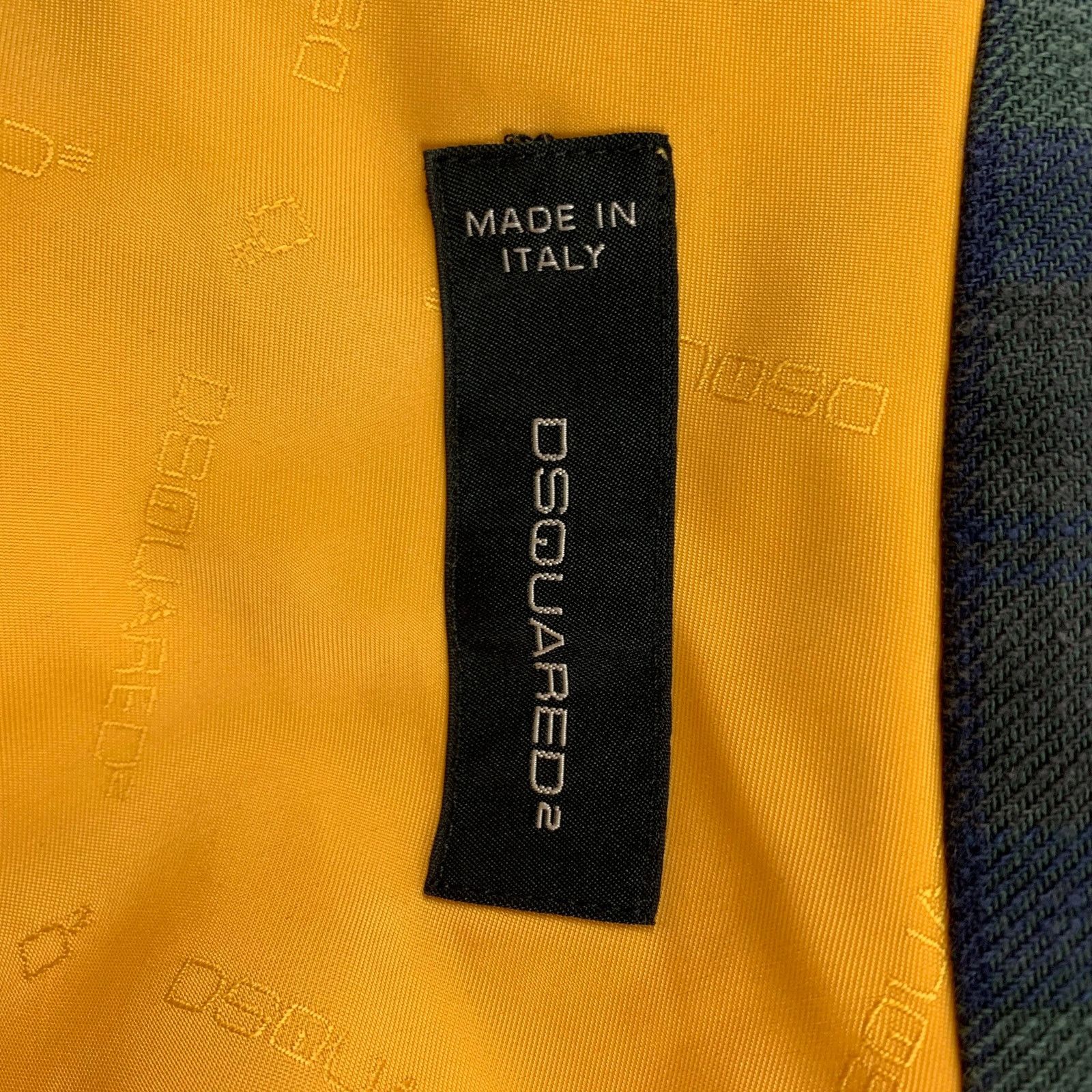 Dsquared2 Size 36 Navy Green Blackwatch Plaid Cotton Sport Coat Size 36R - 8 Thumbnail
