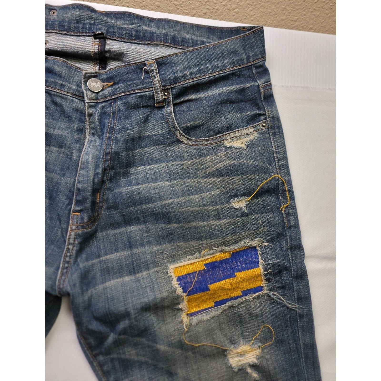Other Kumi Kente Multicolor & Blue Distressed Jeans Size 36/34 Size US 36 / EU 52 - 9 Thumbnail