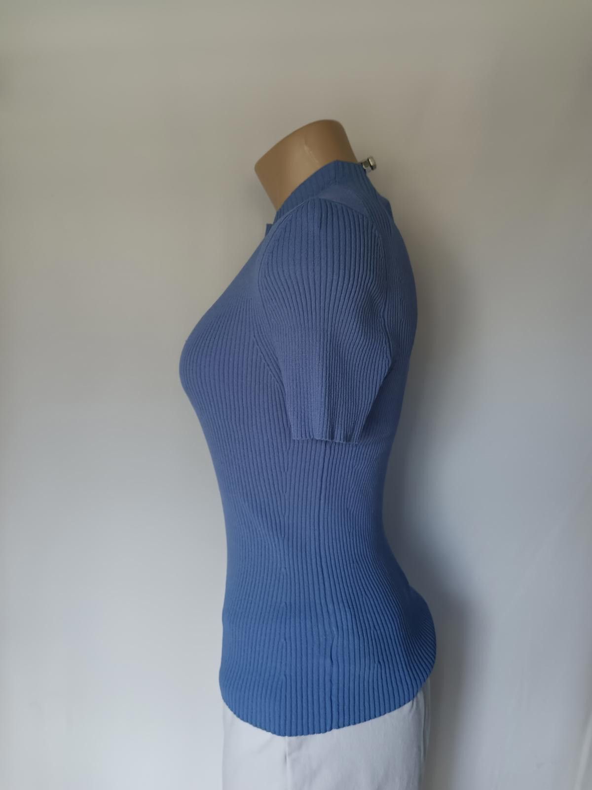 Jones New York Jones New York Ribbed Short Sleeve Top - Light Blue Size M / US 6-8 / IT 42-44 - 2 Thumbnail