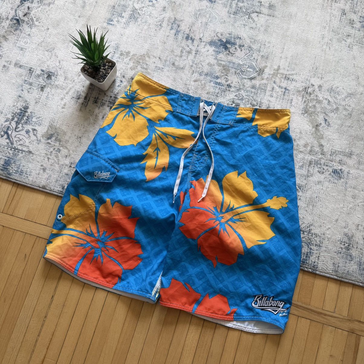 Billabong 📌 Vintage Y2K Billabong Surfing Monogram Shorts Size US 34 / EU 50 - 2 Thumbnail
